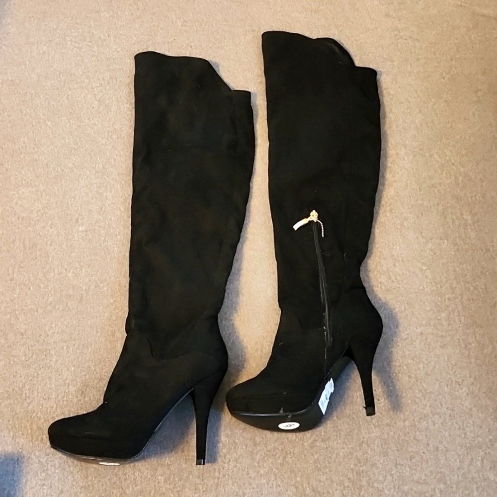 Guess Black Over the Knee High Heel Boots Size 6